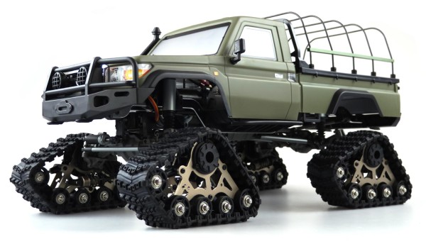 AMXRock RCX10BTS Scale Crawler Pick-Up 1:10, RTR Militär grünMit Kettenfahrwerk und Metallkäfig